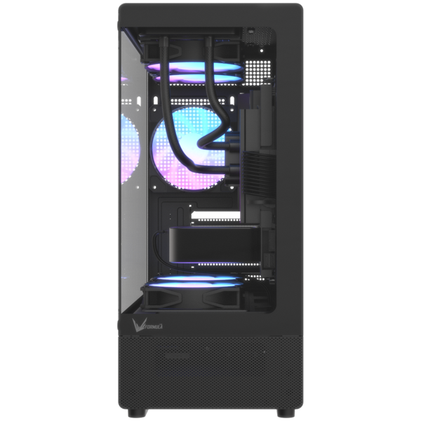 Formula Számítógépház - Crystal Z1CM Plus Black AR V2 (fekete, ablakos, mATX,3x12 cm venti,1xUSB2.0, 1xUSB3.0, 1xType-C)