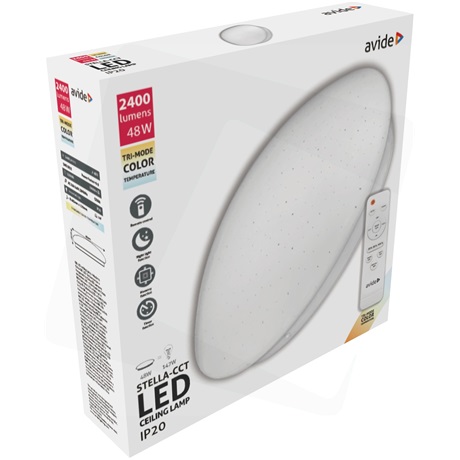 Avide ACLOCCT-48W-R-ST MENNYEZETI LÁMPA LED 48W TÁVIRÁNYÍTÓVAL