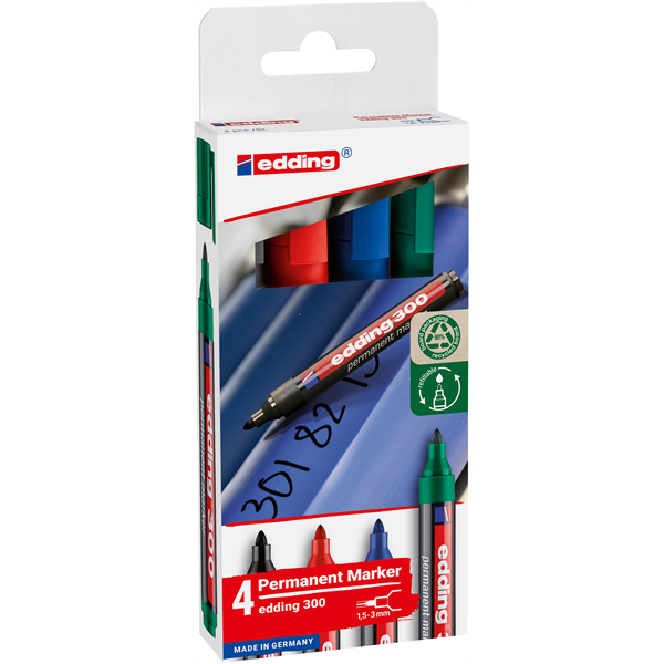 Edding 300 4db-os 1,5-3mm vegyes színű permanent marker készlet