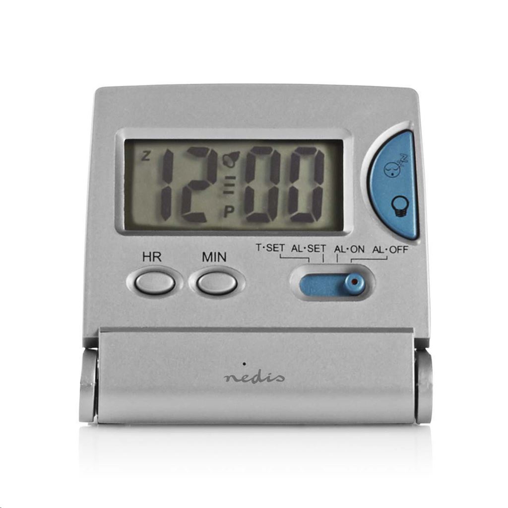 Nedis digitális utazós ébresztőóra (vékony, összehajtható) ezüst (CLDK001SR)