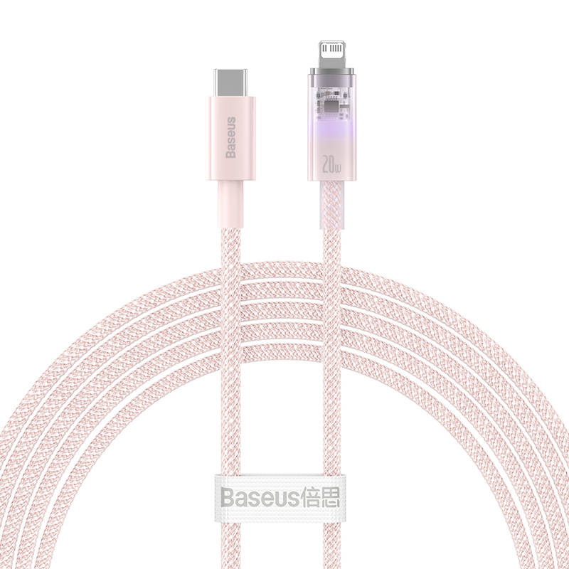 Fast Charging cable Baseus USB-A to Lightning Explorer Series 2m 20W (pink)