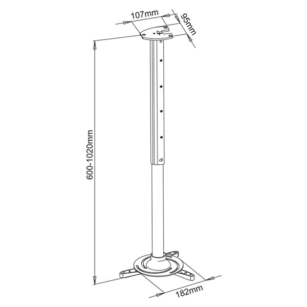 Stell SHO 1091 60-102cm, 15°, 15kg ezüst mennyezeti kihúzható projektor tartó