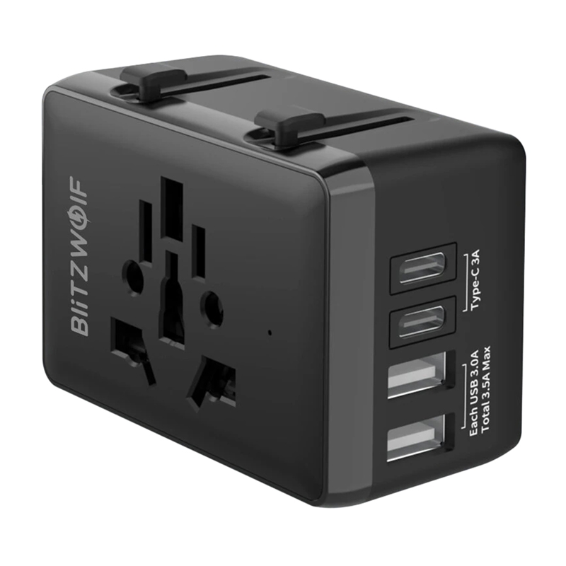 BlitzWolf BW-TA1 2xUSB+USB-C+PD  20W 4 az 1-ben utazós adapter