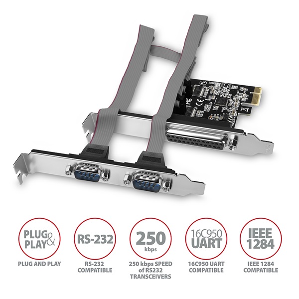 Axagon 2x Soros + 1x Párhuzamos port bővítő kártya PCIe (PCEA-PSN) Axagon 2x Soros + 1x Párhuzamos port bővítő kártya PCIe (PCEA-PSN)