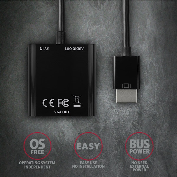 Axagon RVH-VGAN HDMI 1.4b - VGA + audio kimenet adapter