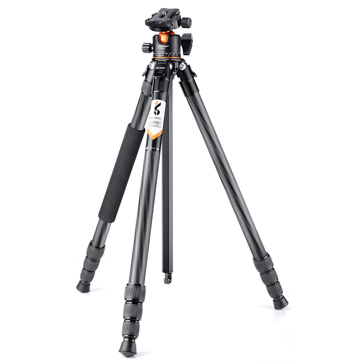 K&F Concept A254C4+BH-35L karbon állvány + monopod, fekete-narancs