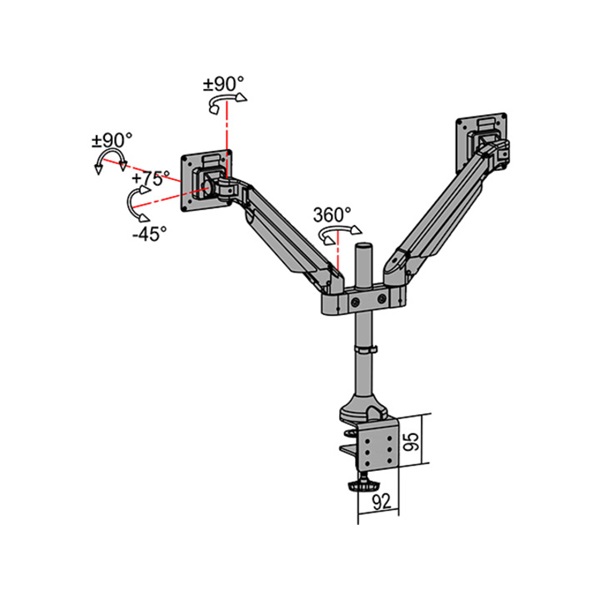 MULTIBRACKETS  Lift Dual dönthető forgatható 15-32" asztali rögzítő Gas Ezüst