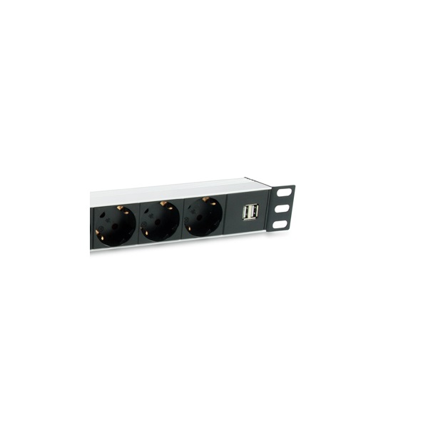 Equip  333315  C14  7x Schuko/2x USB  Rack 1U Hálózati Elosztó Fekete 