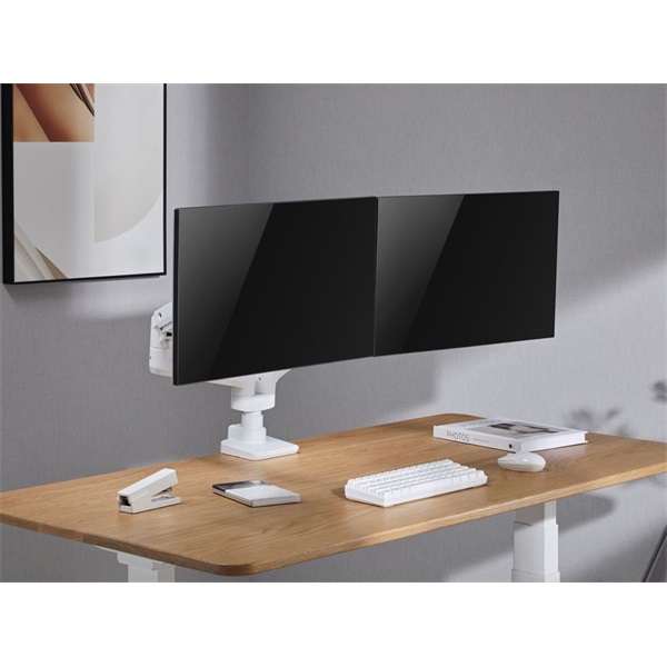 Equip  650183  17"-35"  2 monitor dönthető forgatható  Max.: 2x20kg Monitor Asztali konzol   fehér 