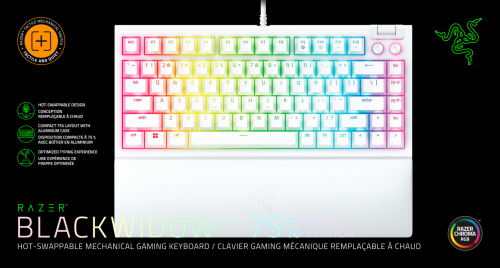 Razer BlackWidow V4 75%   US Layout Fehér