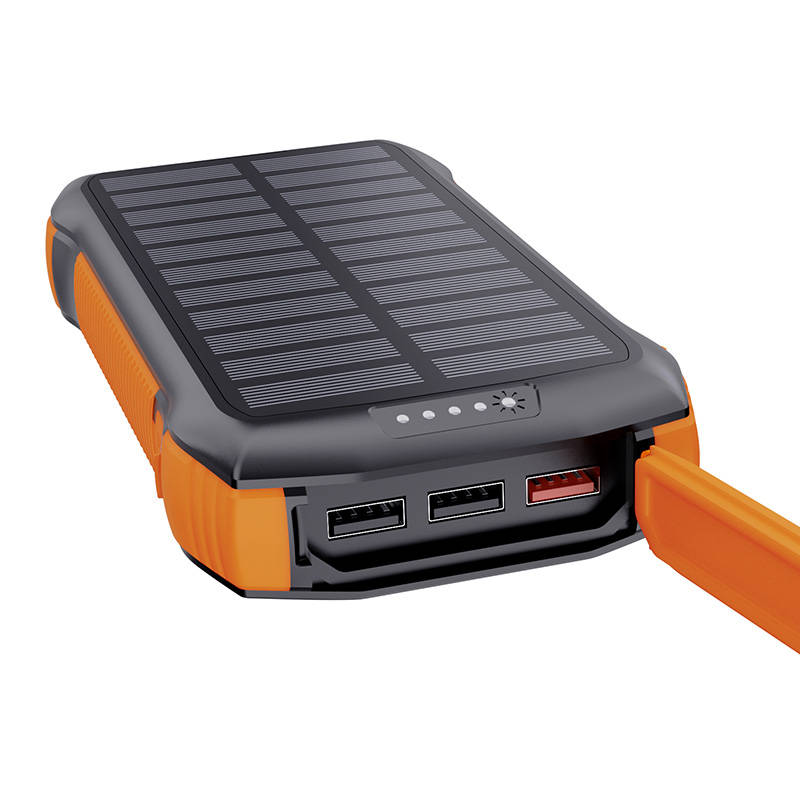 Choetech B567 Solar power bank with inductive charging 3x USB  20000mAh 20W / QC 18W / Qi 10W (black-orange)