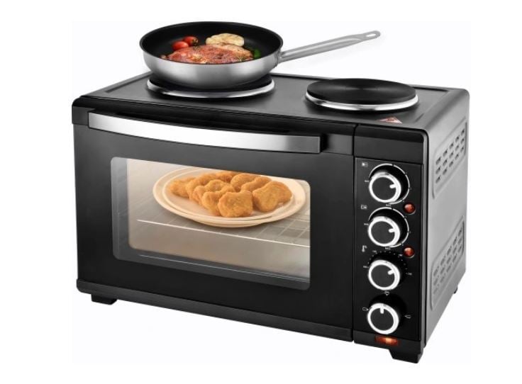 Kalorik MK1008BK mini sütő 2 főzőlappal fekete