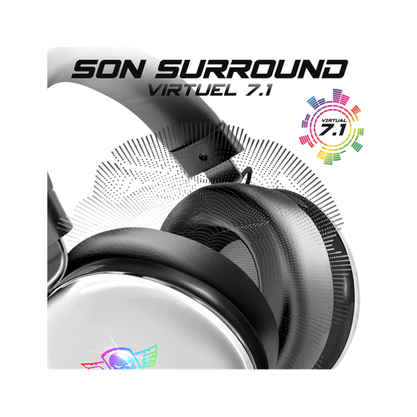 Spirit of Gamer Fejhallgató - H700 White (MultiPlatform, 7.1, mikrofon, hangerőszabályzó, nagy-párnás, fehér)