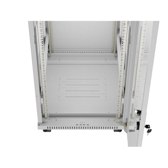 Lanberg 19" szabadon álló rack szekrény 32U 600X800 üvegajtó lapraszerelt LCD kijelző Szürke V2