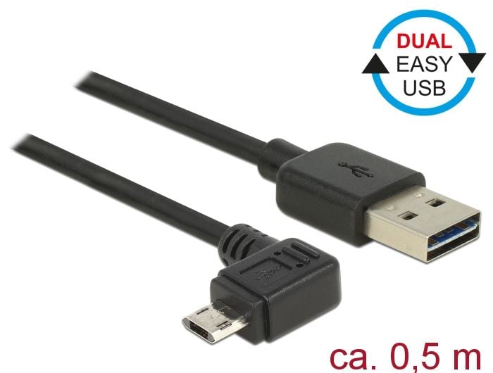 Delock USB 2.0-s kábel A-típusú csatlakozó > USB 2.0 Micro-B csatlakozó 0,5 m fekete (83847) Delock USB 2.0-s kábel A-típusú csatlakozó > USB 2.0 Micro-B csatlakozó 0,5 m fekete (83847)