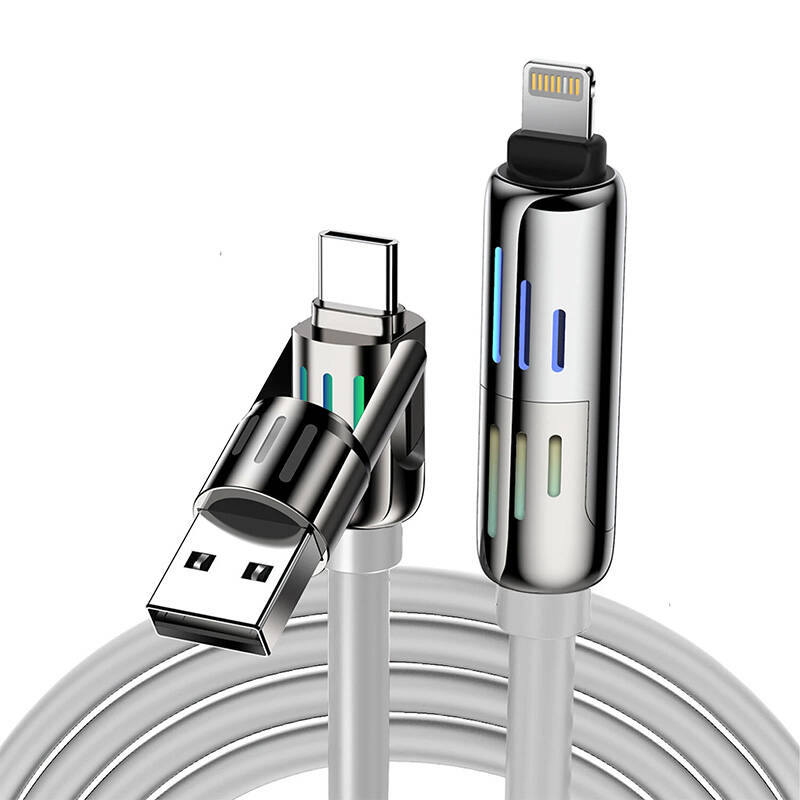 BlitzWolf BW-HDC6 4 az 1-ben USB-C/USB-A - USB-C/Lightning kábel 1,2m 240W RGB Szürke BlitzWolf BW-HDC6 4 az 1-ben USB-C/USB-A - USB-C/Lightning kábel 1,2m 240W RGB Szürke