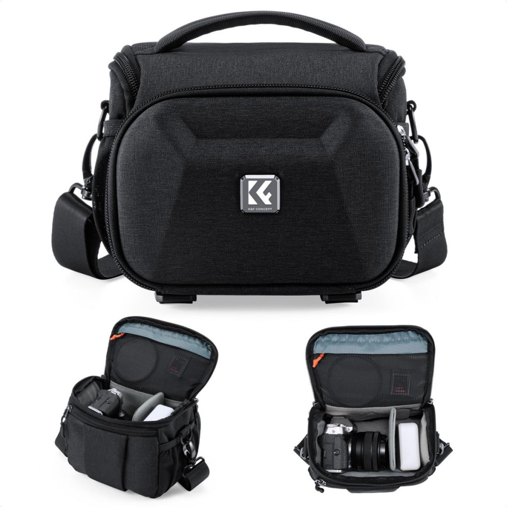 K&F Concept Travel Shoulder Bag oldaltáska  2,5L  S  kemény előlapi védőborítás Fekete