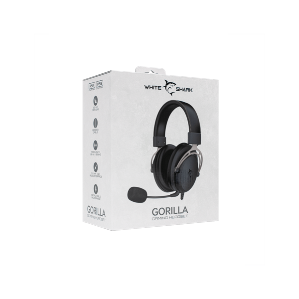White Shark GORILLA-B/G  GH-2341-B/G gamer fejhallgató fekete/ezüst (3.5 Jack)