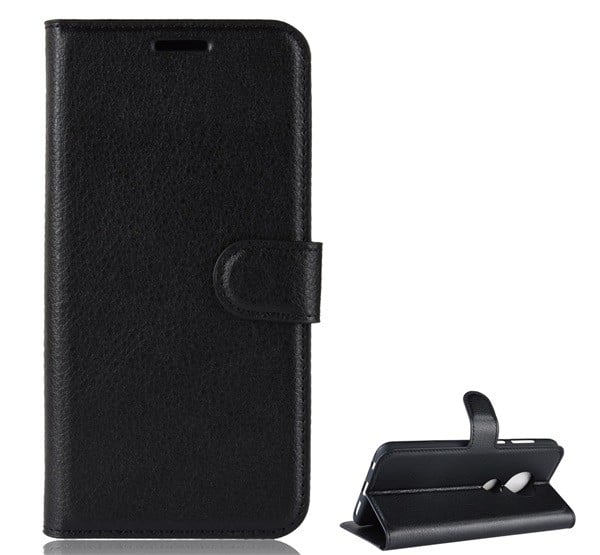 Tok álló, bőr hatású (FLIP, oldalra nyíló, asztali tartó funkció, prémium) FEKETE [Motorola Moto G7 (XT1962)]