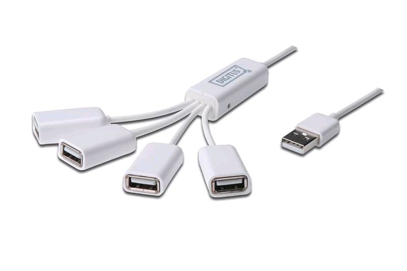 Digitus USB 2.0 mini 4-port HUB fehér (DA-70216) Digitus USB 2.0 mini 4-port HUB fehér (DA-70216)