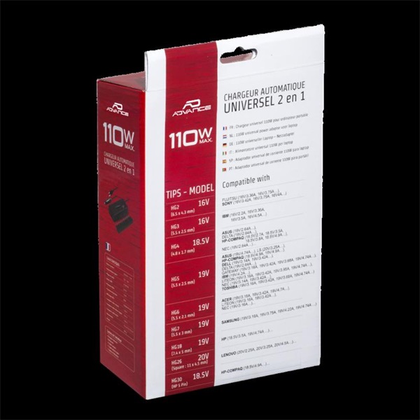 Advance   Universal Charger for Laptops  90W 9 csatlakozó LCD  Notebook töltő Fekete