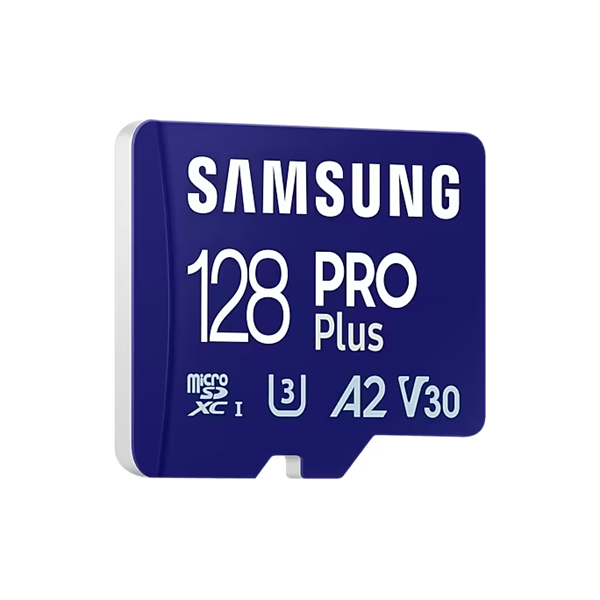 Samsung 128GB microSDXC Pro Plus Class10 U3 A2 V30 + adapterrel