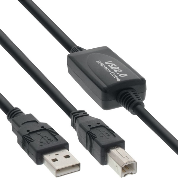 PremiumCord Kábel USB 2.0 repeater, A - B, M/M, 10m, fekete (KU2REP10AB)