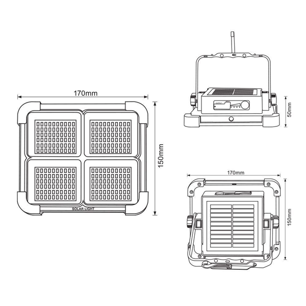 VIVALUX, 004849, ZEIN LED reflektor, napelemes, 850lm, IP44, 120°, Szürke
