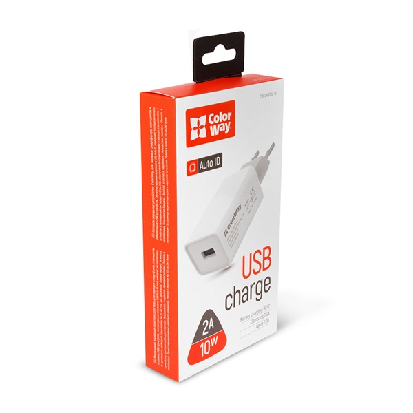 COLORWAY CW-CHS012-WT USB töltő adapter  1USB AUTO ID 2A (10W) Fehér 