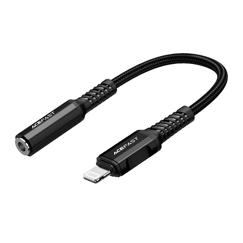 Adapter Lightning to mini jack 3,5mm Acefast C1-05 18cm (black) Adapter Lightning to mini jack 3,5mm Acefast C1-05 18cm (black)
