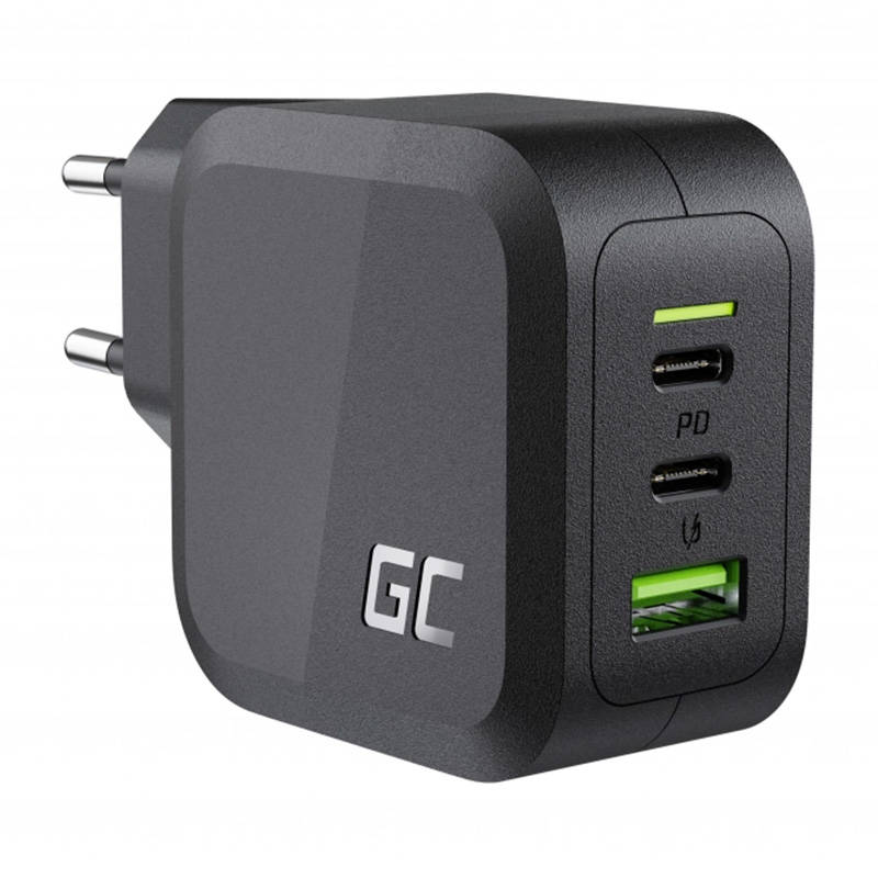  Green Cell GC PowerGaN 65W (2x USB-C Power Delivery, 1x USB-A compatible with Quick Charge 3.0) Táptöltő