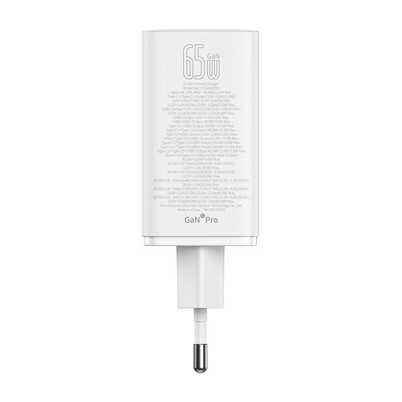 Baseus GAN6 Pro gyorstöltő, 2xUSB-C + 2xUSB, 65W