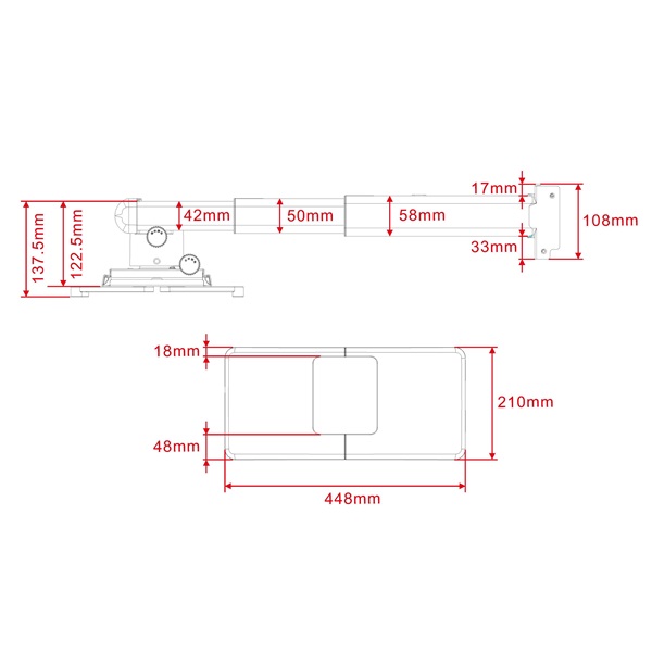 MULTIBRACKETS Projektor oldalfali konzol Short Throw Deluxe, 600-1300 mm, fehér