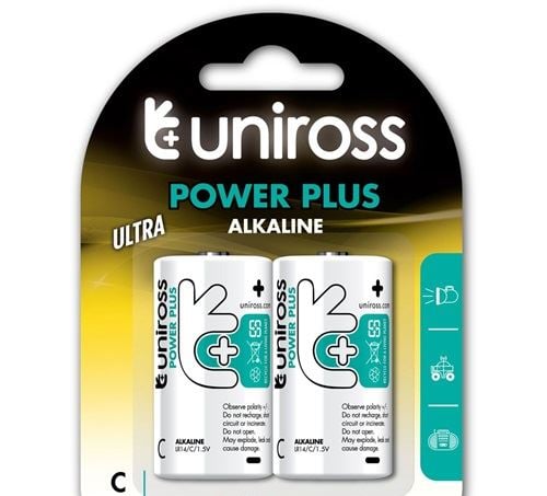 Uniross Power Plus LR14/BP2 1,5V C/baby tartós alkáli elem 2db/cs (LR14-UALKCPP2) Uniross Power Plus LR14/BP2 1,5V C/baby tartós alkáli elem 2db/cs (LR14-UALKCPP2)