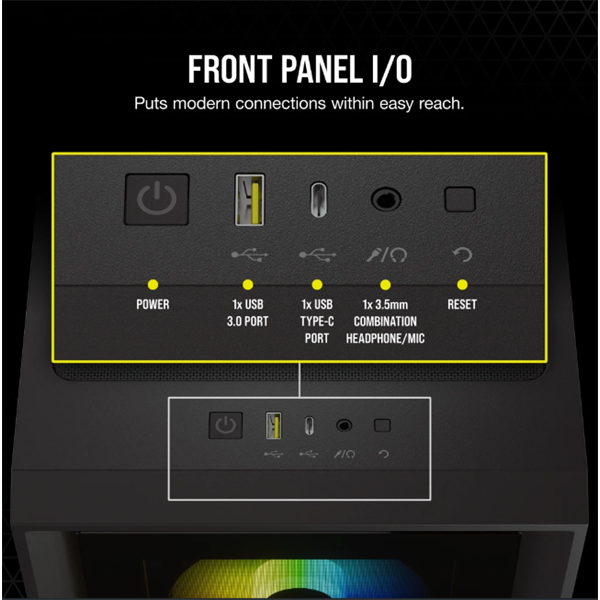 CORSAIR iCUE 4000X RGB számítógépház Fekete