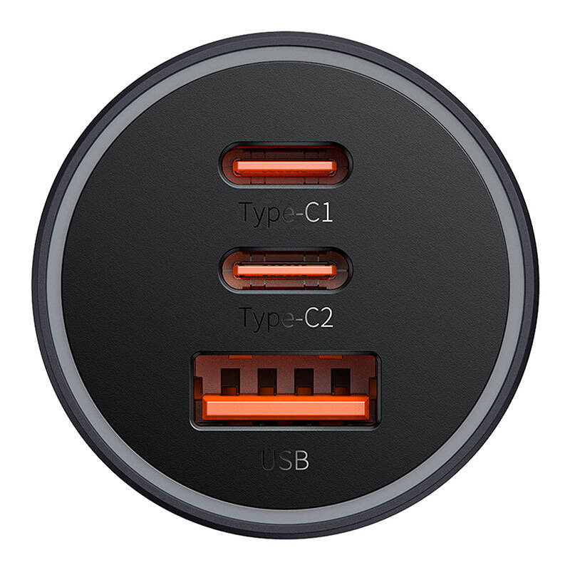 Baseus Golden Contactor Pro autós töltő, 2x USB-C, 1x USB, 65W