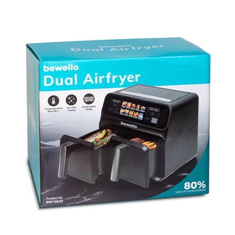 Bewello BW1002D DUPLA KOSARAS, 4+4 L Forrólevegős sütő
