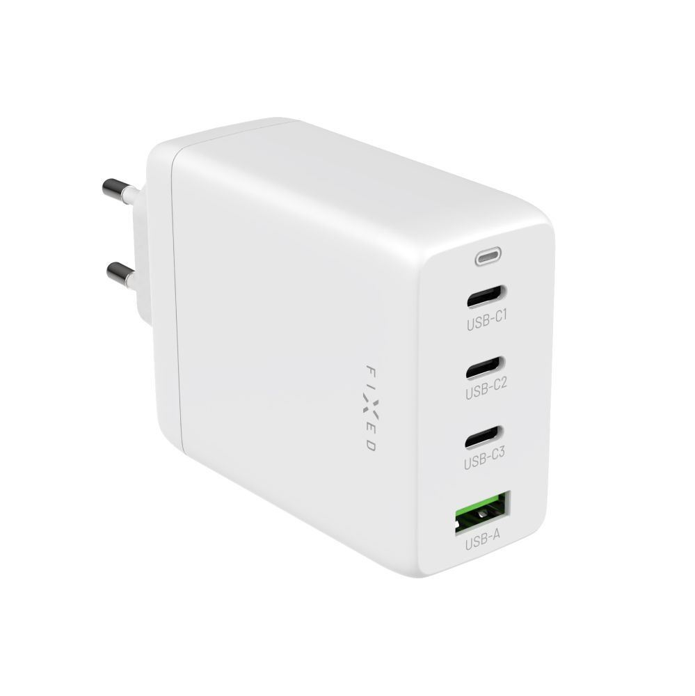 FIXED hálózati töltő 3xUSB-C 1xUSB-A kimenet GaN technológia PD 3.0  100W Fehér