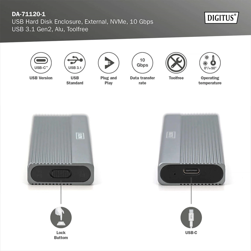 Digitus DA-71120-1 USB M.2 Merevlemez ház