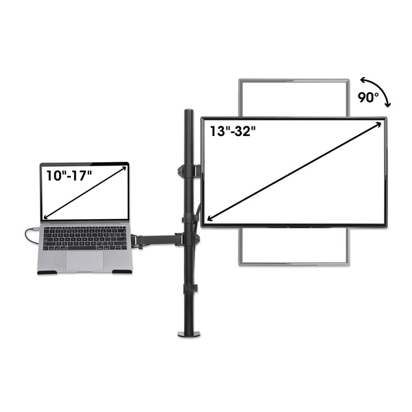 Manhattan 1db monitor + 1 db laptop   min.VESA:75x75  13"-32"-ig asztali állvány   fekete