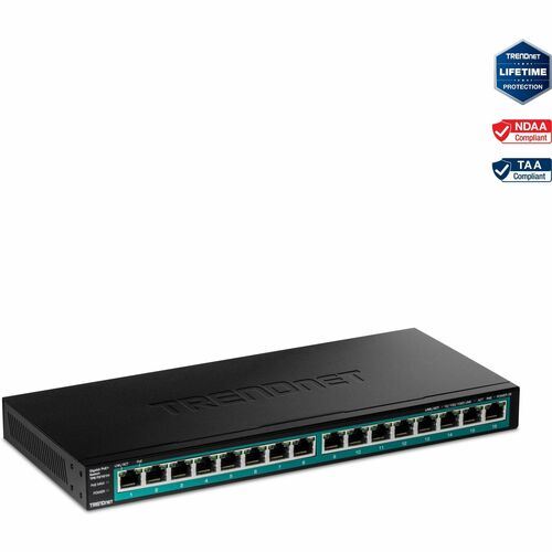 TRENDnet TPE-TG161H 16 portos POE Gigabit Ethernet Switch  
