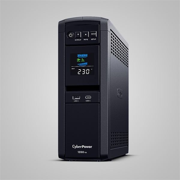 CYBERPOWER CP1350EPFCLCD UPS gaming 6xSCHU 2xUSB 1350VA 810W 230V  színuszus szünetmentes tápegység 