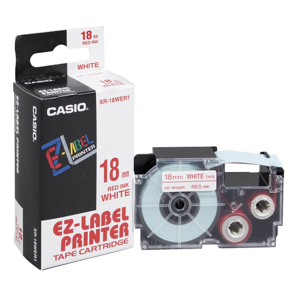Casio Feliratozógép szalag XR-18WER1 18mmx8m  piros/fehér (XR18WER1)