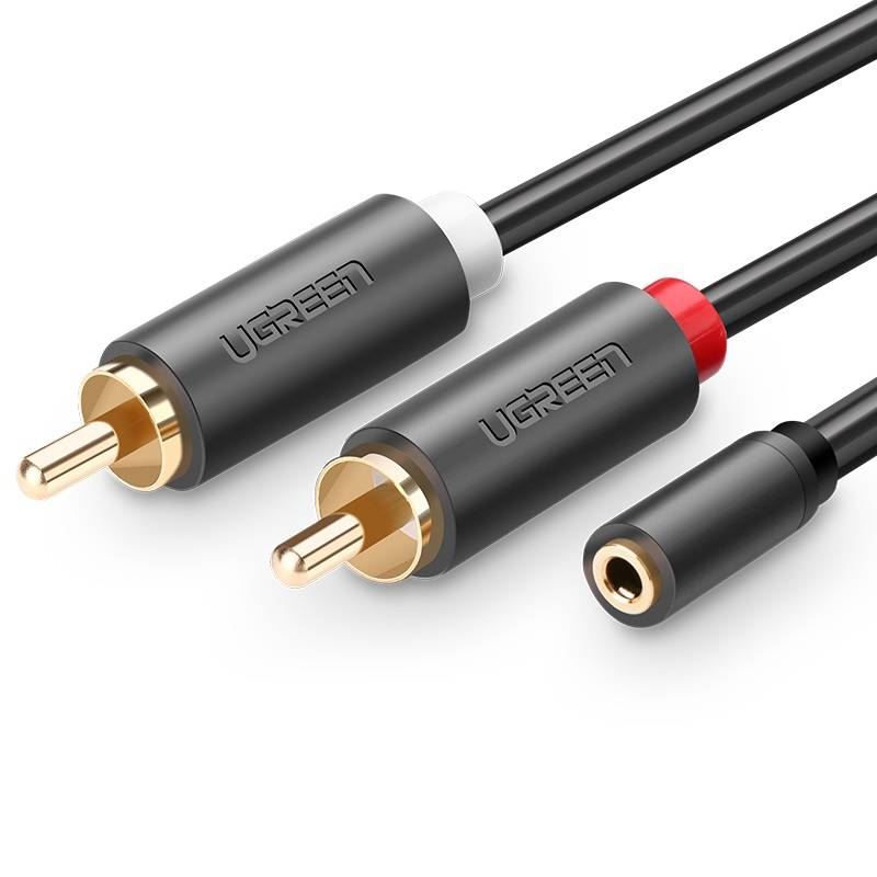 UGREEN AV102 Jack 3,5 mm-es anya - 2x RCA apa kábel 0.25m fekete (10561) UGREEN AV102 Jack 3,5 mm-es anya - 2x RCA apa kábel 0.25m fekete (10561)