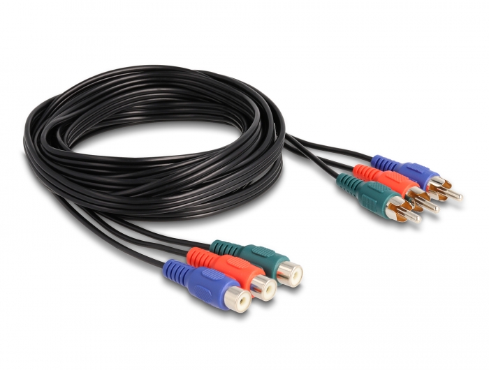 Delock RCA RGB bővítő kábel 3 db. apa - 3 db. anya, 3 m (85370)