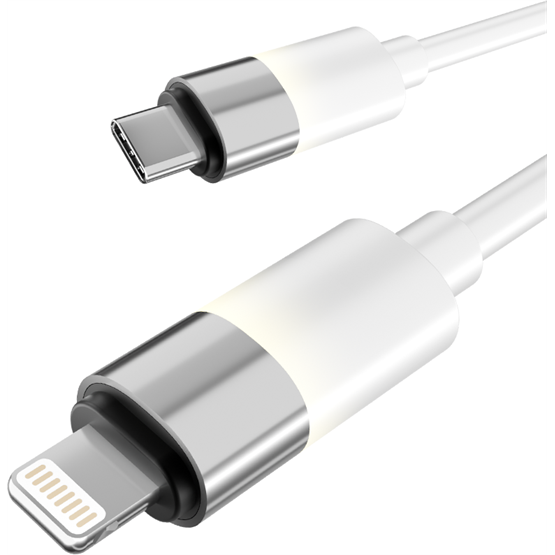 AVAX CB314 GLOWY 27W USB-C - Lightning gyorstöltő kábel 1m Fehér