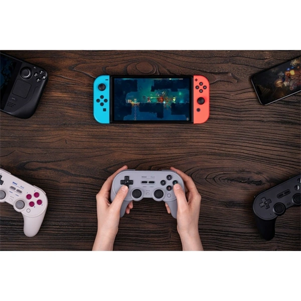 8BitDo Pro 2 Nintendo Switch Switch 2 PC Mobil Steam Bluetooth Hall-Effect vezeték nélküli kontroller Fekete