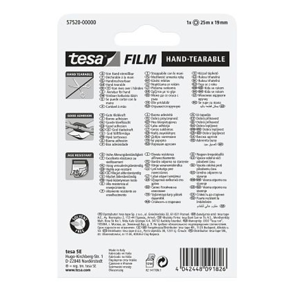 Tesa 57520 TesaFILM 25mx19mm kézzel téphető ragasztószalag