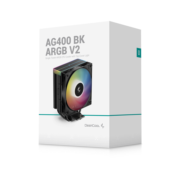 DeepCool  AG400 BK ARGB V2  31,6 dB  max, 128,93 m3/h  4pin csatlakozó  4 db heatpipe  12cm  PWM CPU Cooler