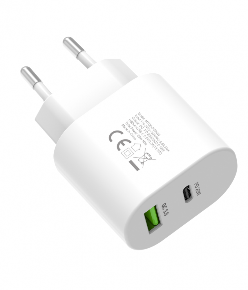 Hálózati gyorstöltő adapter 20W, Fehér